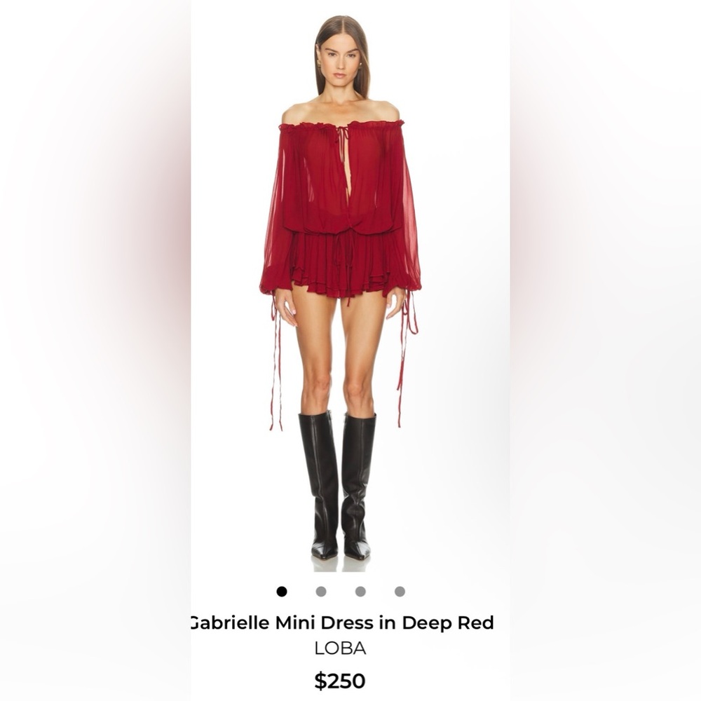 LOBA Gabrielle Mini Dress in Deep Red XS worn once dry cleaned
